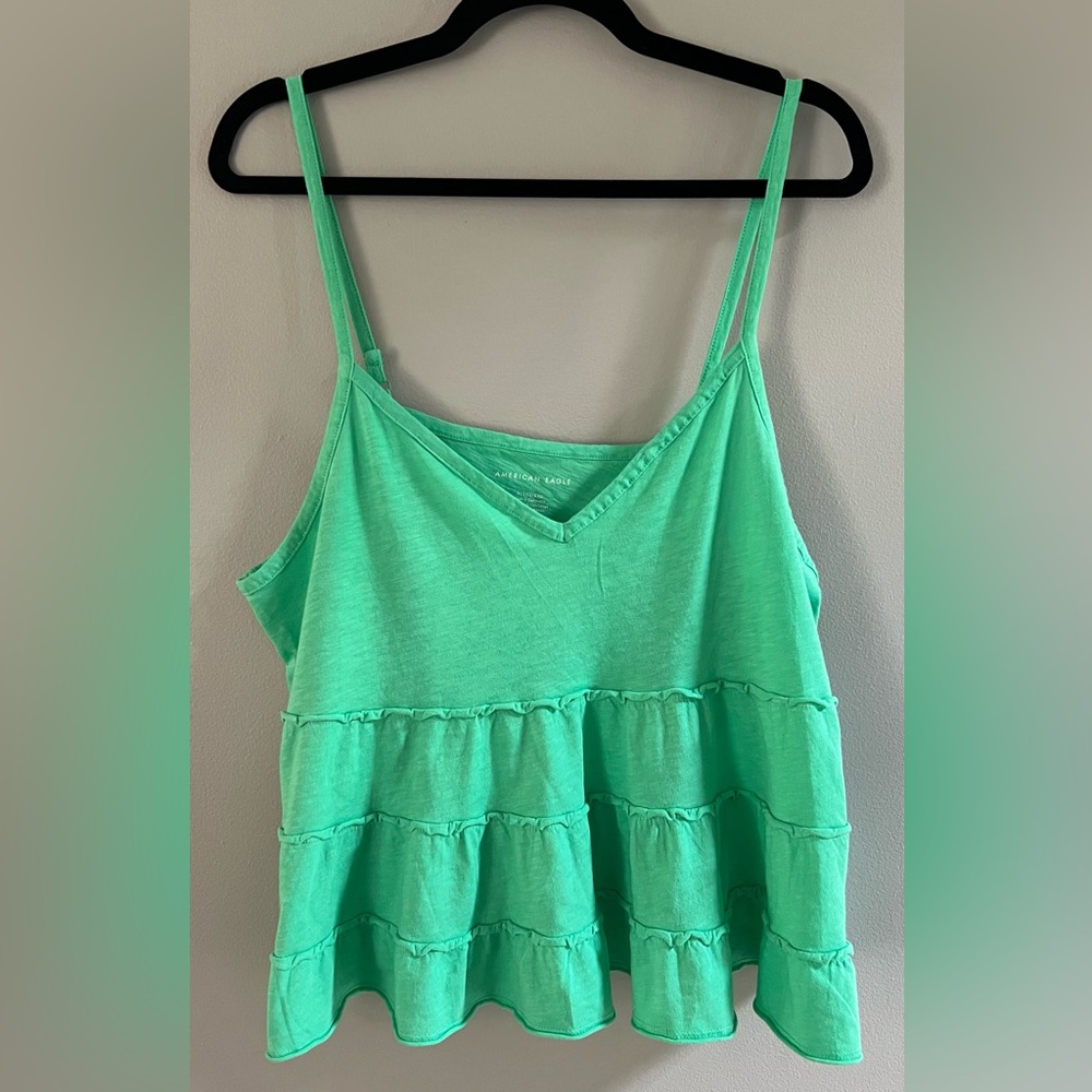 American Eagle Outfitters Green Tiered Tank Top